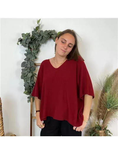 K982- Pull loose Crop-Top (Tu) (bordeaux)