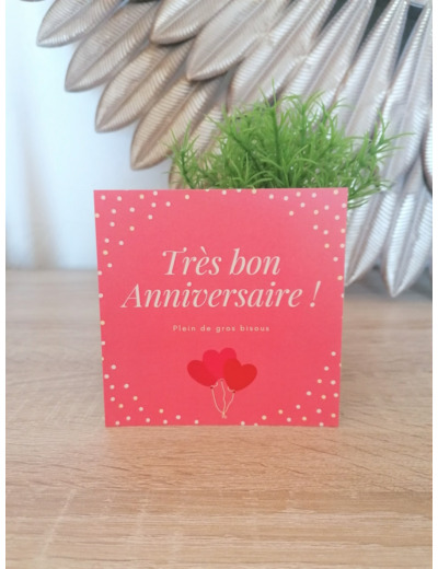 Carte "Très bon anniversaire" 11x11 cm