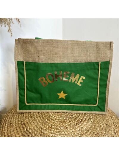 P492- Tote Bag "Bohême" (vert brésil)