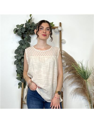 L023- Blouse Brodée (Tu) 🇮🇹 (beige)