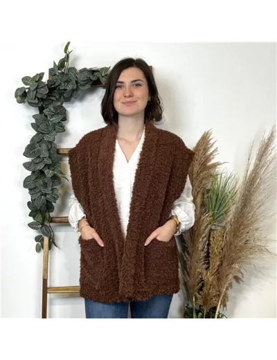 K808- Gilet Sherpa "uni" (Tu) (marron)