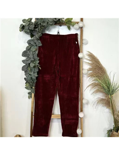 T547- Pantalon Velour (T38-T52) (bordeaux)