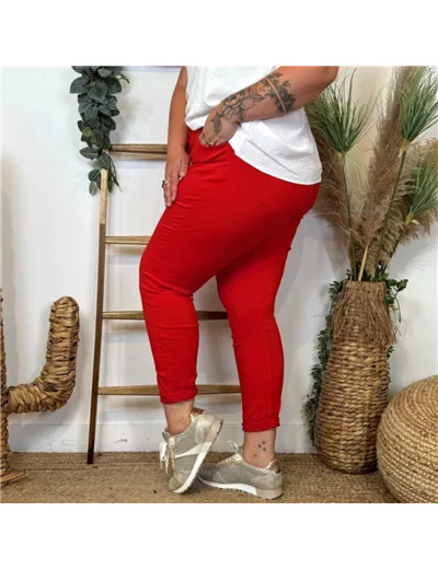 L819- Pantalon stretch C'Mélodie  🇮🇹 (rouge)