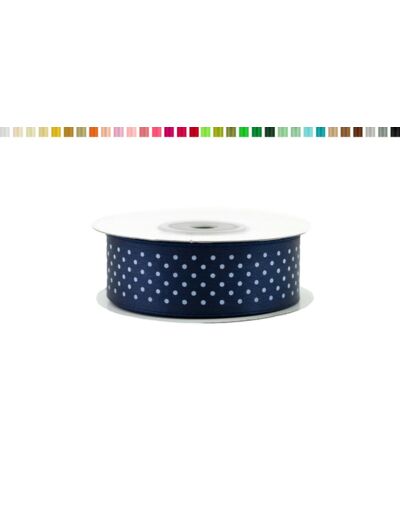 Ruban satin a pois 25mm de large 25m de long Bleu marine