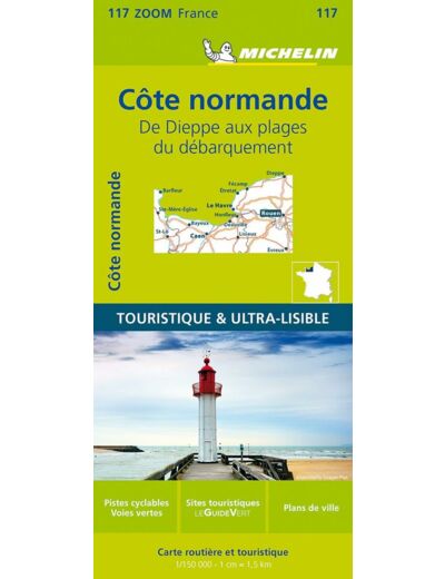 CARTE ZOOM COTE NORMANDE - DE DIEPPE AUX PLAGES DU DEBARQUEMENT