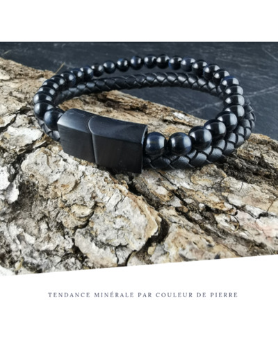 Bracelet Homme Cuir Double Oeil de Faucon