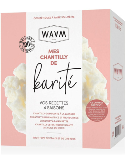 WAAM Cosmetics – Coffret Mes chantilly de karité – Cosmétique fait-maison – Idée cadeau – Coffret Cadeau de Noël – 4 recettes – Corps & Cheveux