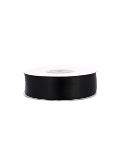 Ruban satin double face 25 mm de large 20 metres de long noir