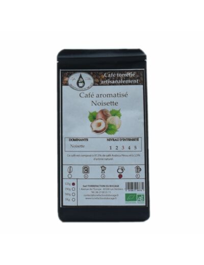 Café aromatisé noisette bio torréfaction artisanale 125g