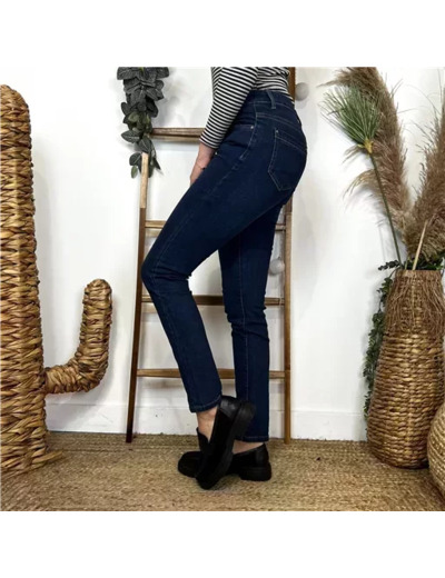 O092- Jean coupe Slim (T34-T44) (denim foncé)