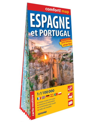 ESPAGNE ET PORTUGAL 1/1.100.000 (CARTE GRAND FORMAT LAMINEE)