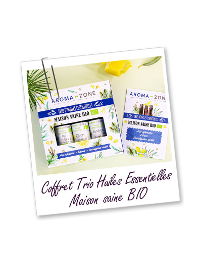 Coffret, huiles essentielles, maison saine et bio. Pain sylvestre, citron eucalyptus.