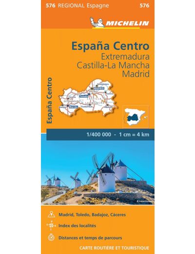 CARTE REGIONALE ESPAGNE CENTRE : EXTREMADURA, CASTILLA-LA MANCHA, MADRID