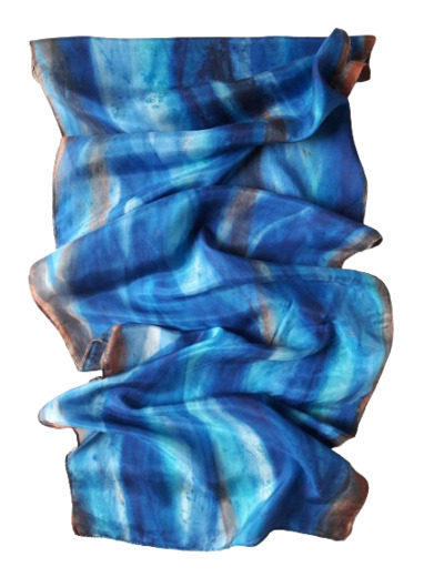 Foulard en soie -Vagues - peint main