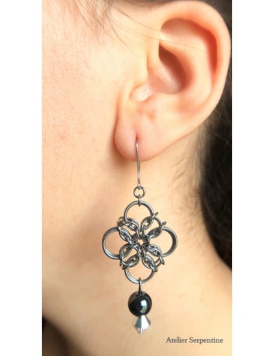 Boucles d'oreilles "BALAMË" Hématite