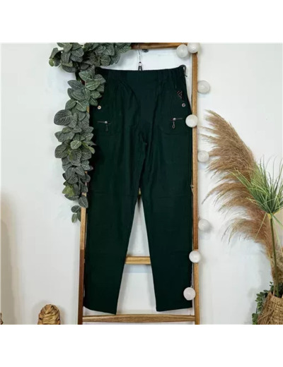 T545- Pantalon confort zips (T38-T52) (vert sapin)