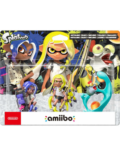 Nintendo Amiibo Octaling (Bleu) + Inkling (Jaune) + Salmioche - Pack de 3