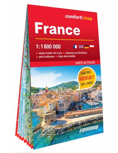FRANCE 1/1.600.000 (CARTE FORMAT POCHE LAMINEE)