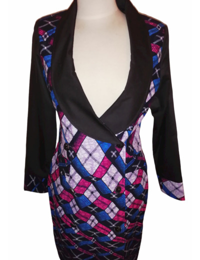 Robe tendance imprimé wax blazer femme