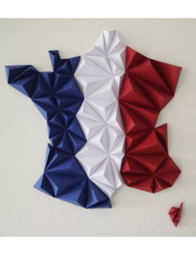 Carte de France en 3D - Tricolore - 28x28cm