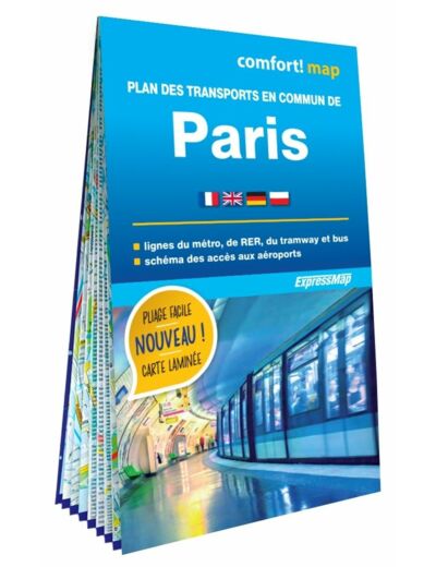 PLAN DES TRANSPORTS EN COMMUN DE PARIS (CARTE FORMAT POCHE LAMINEE - PLAN DE VILLE)