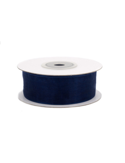 Ruban organza 25 mm de large bobine de 25 metres de long bleu marine