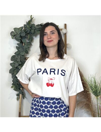 L442- T-Shirt “PARIS” 🍒 (Tu) 🇮🇹 (blanc)