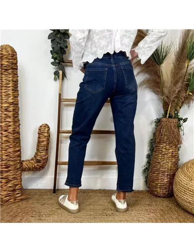 O094- Jean Mom Voggo (T36-T44) (denim foncé)