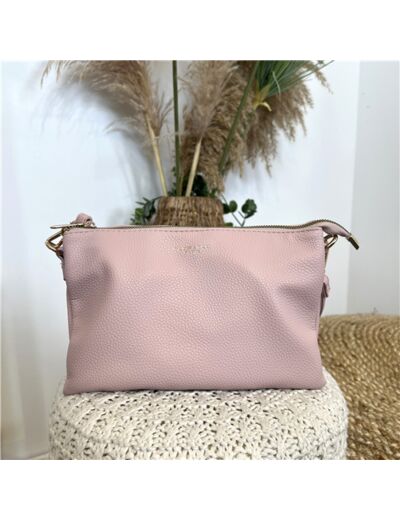 P499- Pochette 3 compartiments Flora & Co (rose pâle)